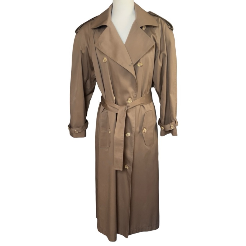 Vintage Brem Rainwear Double Breasted Trench Coat Shoulder Pads Size 8